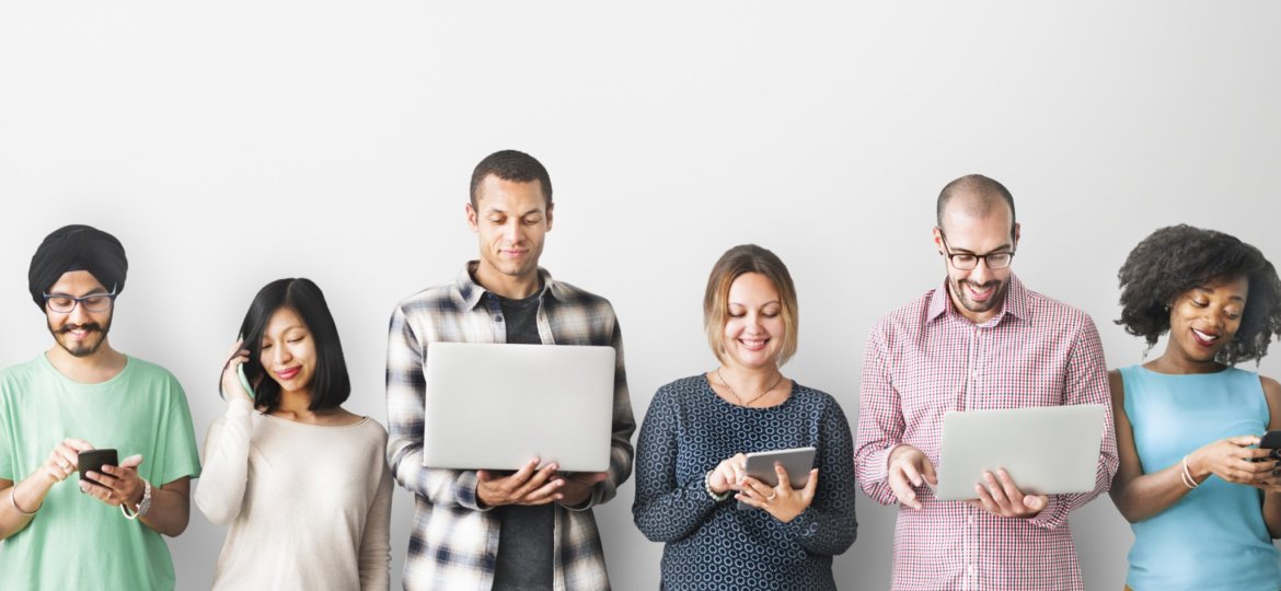 Group of People Connection Digital Device Concept